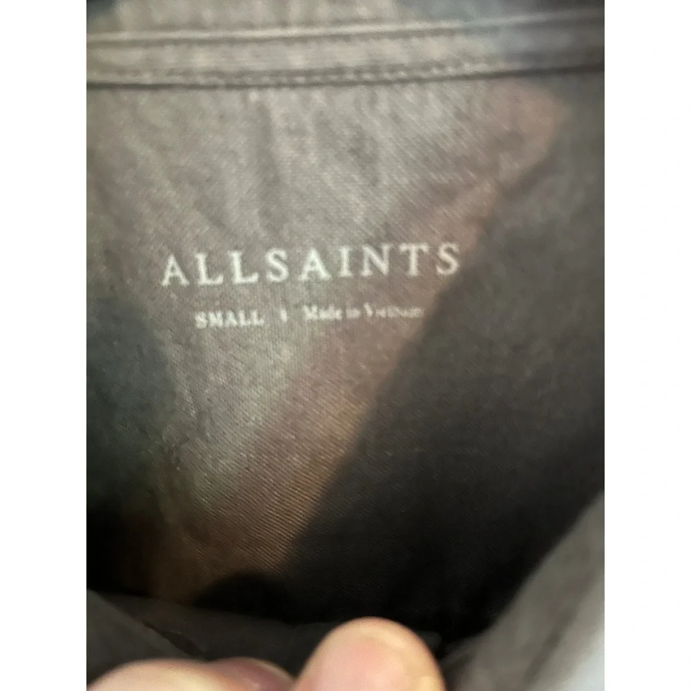 AllSaints‎ Huntington LS Shirt Charcoal Grey Ramskull